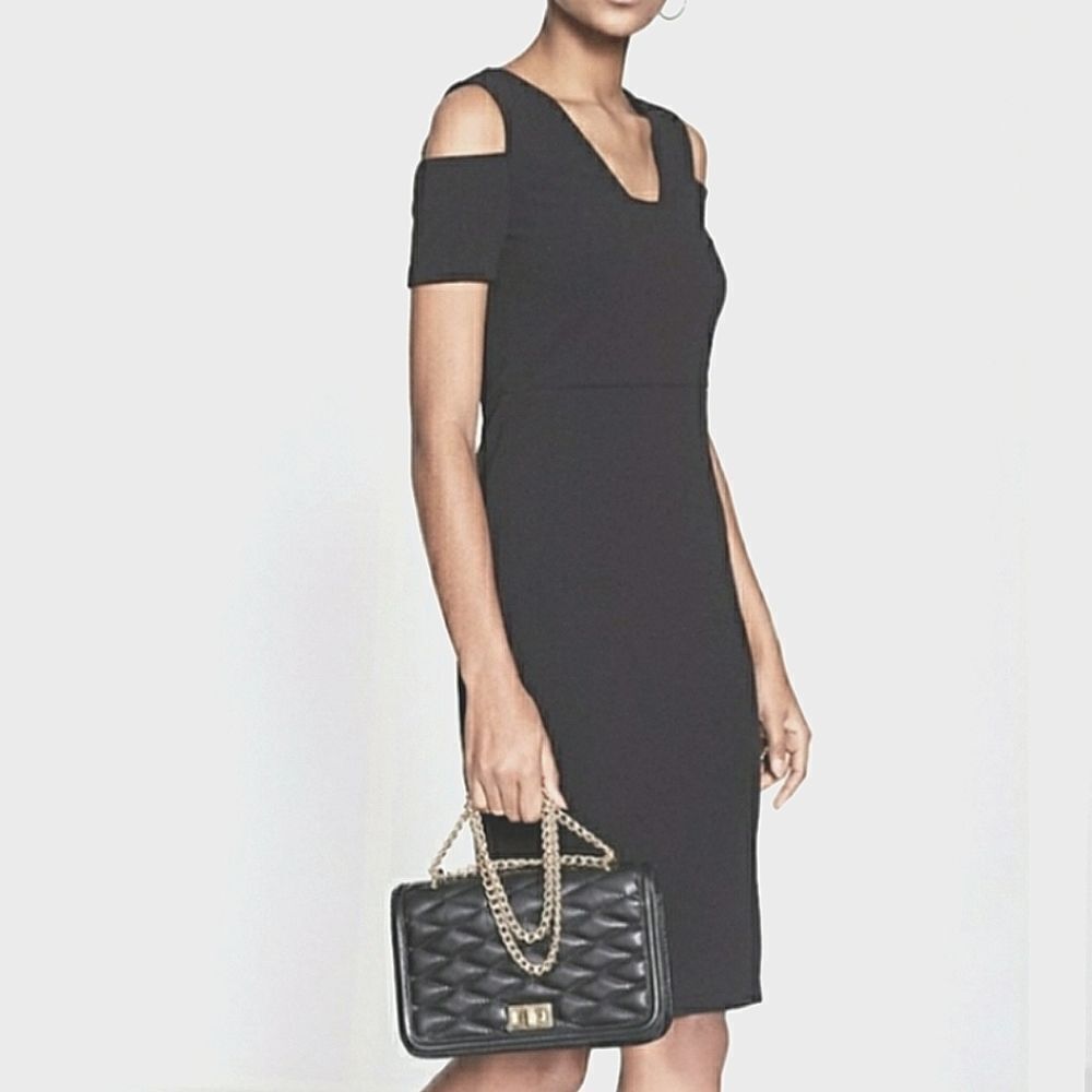 Express Grey Cold Shoulder Shift Dress with Cut Out Shoulders NWT NEW